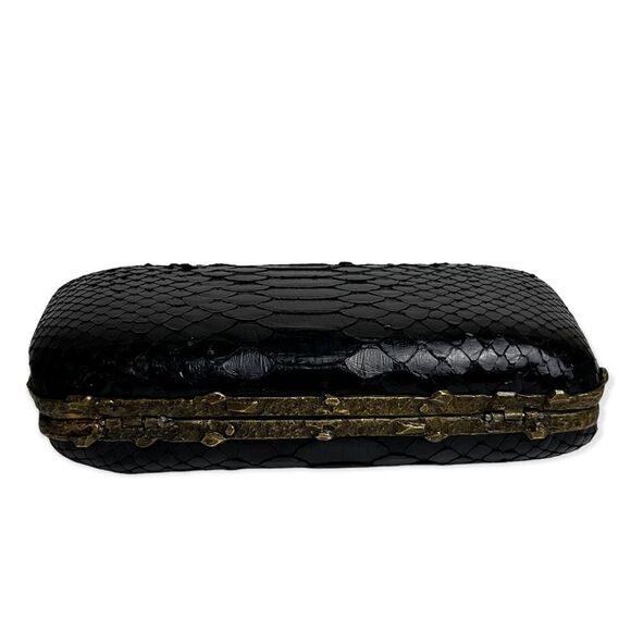 CLARA KASAVINA Crystal-Embellished Black Python Clutch - Picture 4 of 13